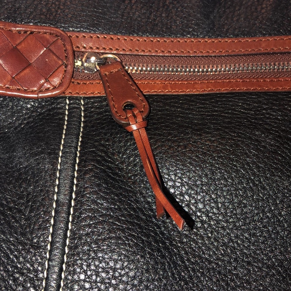 Brighton D549273 Black/Brown Genuine Leather Woven Strap Shoulder/Crossbody Bag - Picture 4 of 10